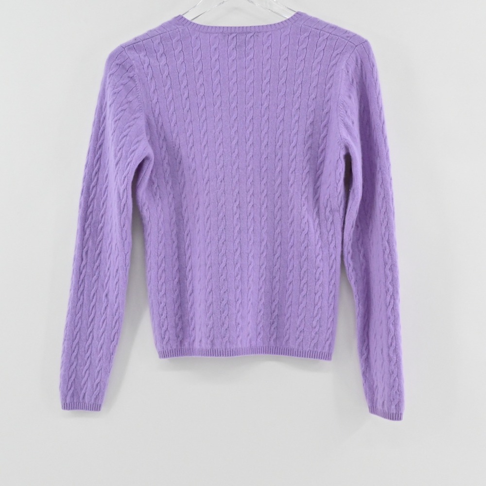 Kirkland Cashmere Cable Knit Sweater Womens Size M Purple V-Neck Vintage Y2k - Picture 2 of 8